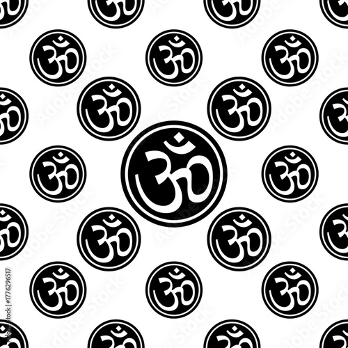 Aum (Om) The Holy Motif Seamless Pattern