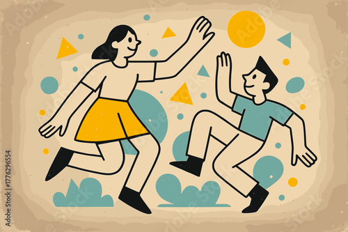 Dusty Nostalgic Geometric Scene. Dusty Photograph. Old photograph covered in dust with floating abstract geometric particles and soft light accents, nostalgic