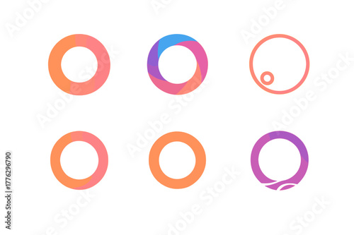 Diverse Logo Artistry. Social media art. Set Logo of social media art: stories ring frame. Icon set. harmonious logo variations of the same emblematic concept,