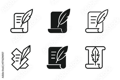 Revolutionary Emblem Logos. Revolutions that reshaped political landscapes. Set Logo of Revolutions that reshaped political landscapes: quill and constitution