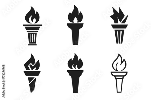 Revolutionary Icon Logos. Revolutions that reshaped political landscapes. Set Logo of Revolutions that reshaped political landscapes: torch of liberty. Icon