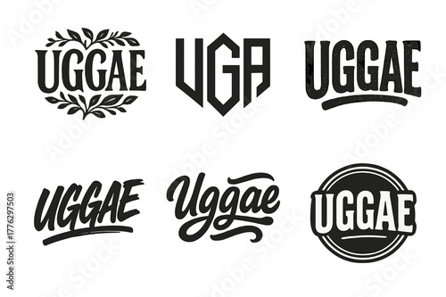 Uggae Sigil Variations. Uggae Sigil. Set lettering. harmonious lettering variations of the same emblematic concept, each with different artistic interpretation