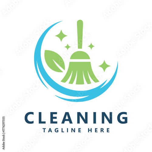 Creative cleaning concept logo design template