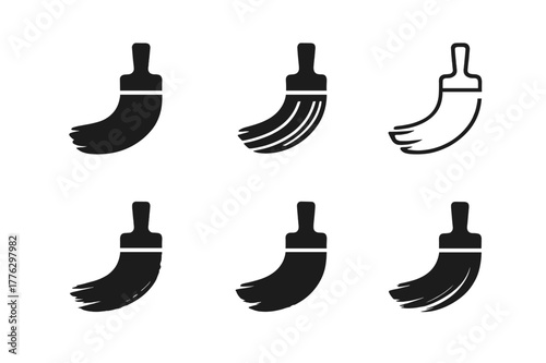 Artistic Logo Variations. Brushstroke techniques. Set Logo of Brushstroke techniques: wide flat brush motion. Icon set. harmonious logo variations of the same