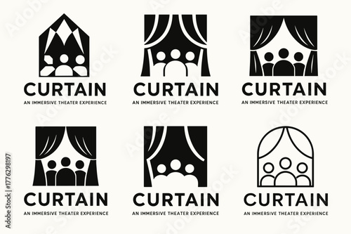 Immersive Theater Logos. An immersive theater experience where the audience is part of the performance. Set Logo of An immersive theater experience where the