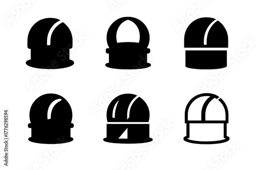Astronomical Observatory Icons. Astronomical observatories around the world. Icon set. Set Logo of astronomical observatories around the world: