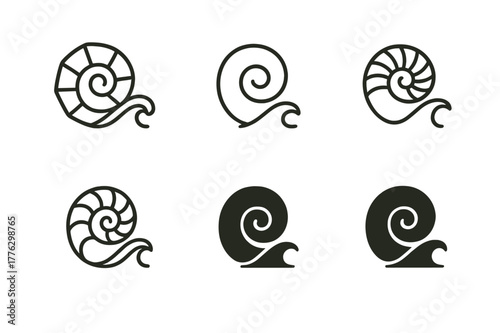 Nature-Inspired Logo Variations. Graphic design trends nature inspired design example. Set Logo of graphic design trends nature inspired design example: spiral