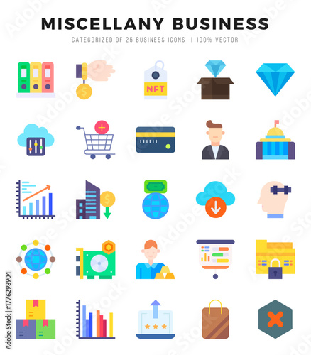 Miscellany Business Icon Pack 25 Vector Symbols for Web Design.