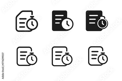Diverse Online Exam Logos. Online exams. Set Logo of Online exams: timer clock on digital test interface. Icon set. harmonious logo variations of the same