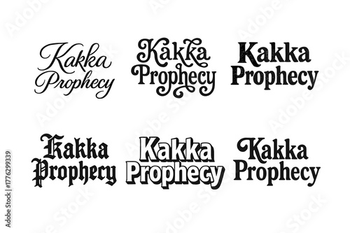 Kakka Prophecy Emblems. Kakka Prophecy. Set lettering. harmonious lettering variations of the same emblematic concept, each with different artistic
