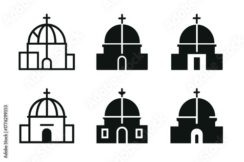 Observatory Logo Set. Astronomical observatories around the world. Icon set. Set Logo of astronomical observatories around the world: Greenwich Royal