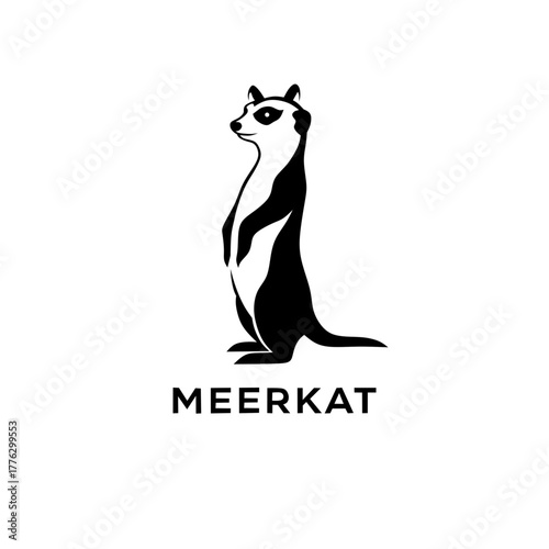 Simple minimalist meerkat animal logo illustration