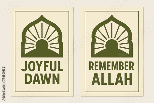 Morning Blessings Banners. Morning Blessings. Two vertical A6 banners with safe margins, centered composition, no elements touching edges, bold, olive green