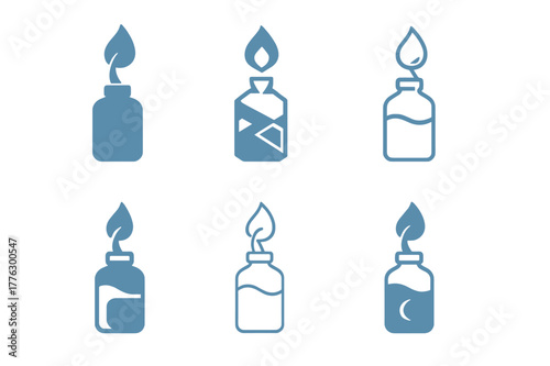 Water Refill Logos. Refilling a water bottle. Set Logo of Refilling a water bottle: flowing water stream. Icon set. harmonious logo variations of the same