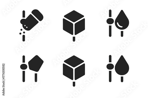 Minimal Nutrition Logos. Nutrition facts label. Set Logo of sodium sugar fat slider controls: Symmetrical form, Negative space, Flat solid, Stylized detail,