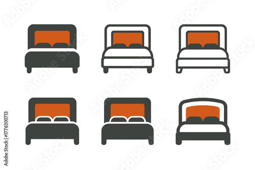 Colorful Accent Logo Set. Adding a pop of color with accent walls or furniture. Set Logo of Adding a pop of color with accent walls or furniture: Headboard