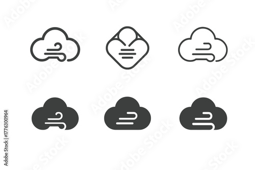 New Parent Logos. new parent anxiety. Set Logo of new parent anxiety: Calming breath cloud. Icon set. harmonious logo variations of the same emblematic