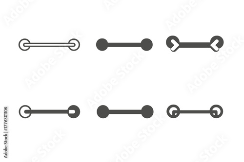 Towel Rack Logos. towel rack bar. Set Logo of towel rack bar: single wall-mounted bar with round mounts. Icon set. harmonious logo variations of the same