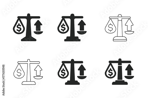 Finance Logo Variations. personal finance planning. Set Logo of personal finance planning: Debt payoff scale. Icon set. harmonious logo variations of the same