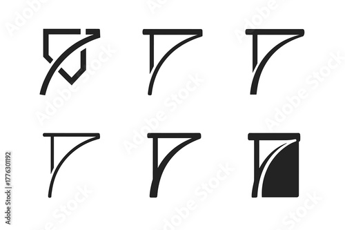 Pole Vault Logos. Pole. Set Logo of Pole: Pole vault bar and pole. Icon set. harmonious logo variations of the same emblematic concept, each with different