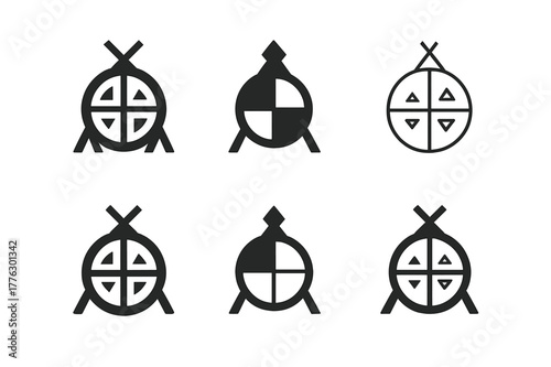 Sacred Sites Logos. The preservation of sacred sites in indigenous cultures. Set Logo of The preservation of sacred sites in indigenous cultures: medicine