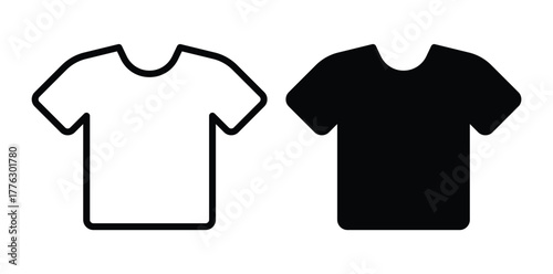 Black and White T-Shirt Graphic Outline for Design and Fashion Themes