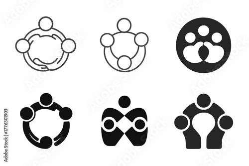 Harmonious Connection Logos. Nurturing relationships and emotional connections. Set Logo of nurturing relationships and emotional connections: connected circle