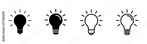 Lamp icon set. Light bulb icon vector. idea symbol.