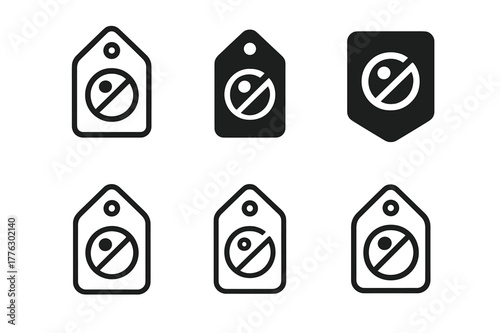 Clearance Tag Logos. Shelf talkers and signage. Set Logo of Shelf talkers and signage: clearance tag with slash price. Icon set. harmonious logo variations of