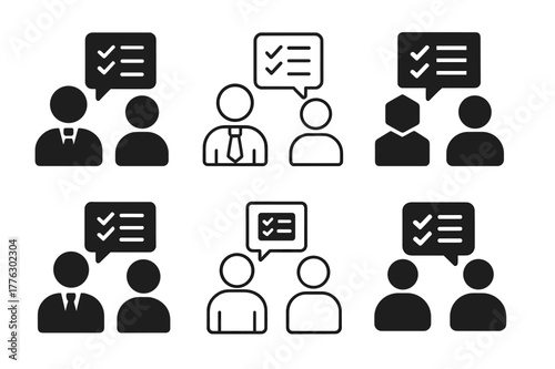 Communication Logo Variations. Effective communication between management and staff. Set Logo of effective communication between management and