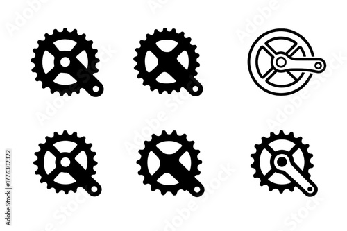 Cycling Metrics Logos. Cycling metrics. Set Logo of Cycling metrics: bike crank with cadence ring. harmonious logo variations of the same emblematic concept,