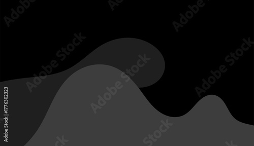 Monochromatic Stealth Wave: Elegant Dark Abstract Flow on Black