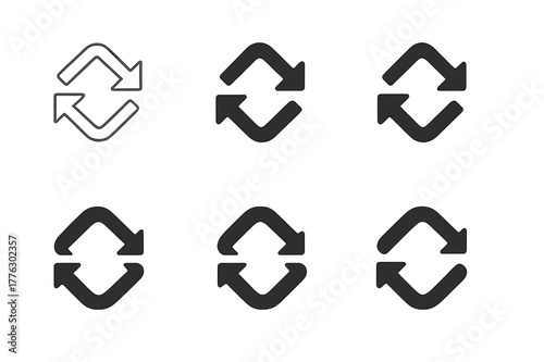 Unified Arrow Logos. Brand collaboration. Set Logo of brand collaboration: joined arrows forming unity. Icon set. harmonious logo variations of the same