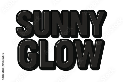 Sunny Bold Lettering. Sunny Glow ? Bold Block Lettering: thick uppercase with rounded edges and bold outline;