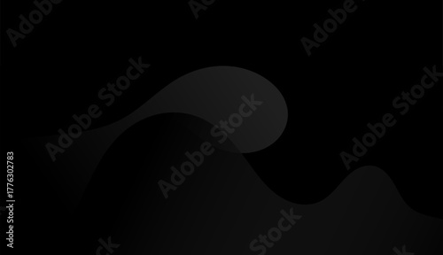 Monochromatic Stealth Wave: Elegant Dark Abstract Flow on Black