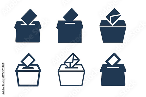 Political Logo Variations. Political communication. Set Logo of Political communication: ballot box with envelope. Icon set. harmonious logo variations of the