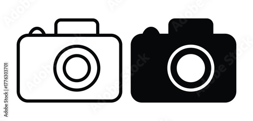 Black and White Camera Icons Symbolizing Photography and Memories