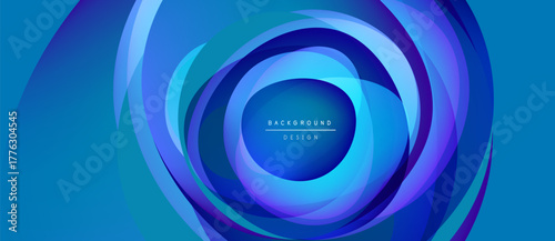 Abstract concentric circles, vibrant blue hues, dynamic composition. Modern design element, suitable background texture. Smooth gradients create depth.