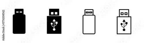Usb icon set. Flash disk icon vector