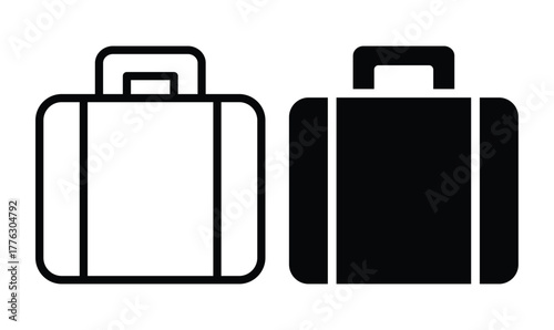 Black and White Suitcase Icon Set for Travel and Vacation Design