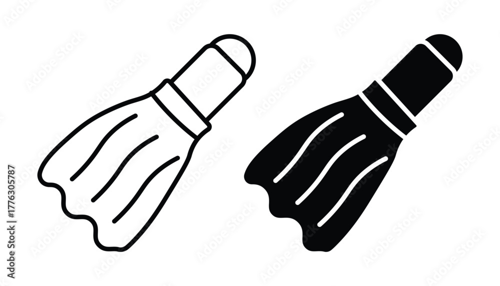 Obraz premium Black and White Badminton Shuttlecock Outline Vector Design for Sports