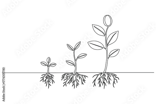 One line art showing ecology and nature concept
