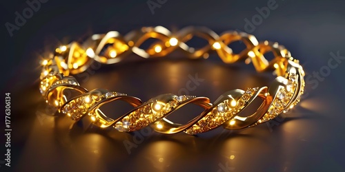 Elegant diamond-studded gold bracelet sparkling with luxury and sophistication