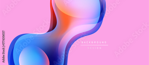 Abstract fluid shapes blend, creating vibrant color gradients on pink backdrop. Modern design element for digital projects.