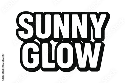 Sunny Bold Lettering. Sunny Glow ? Bold Block Lettering: thick uppercase with rounded edges and bold outline;