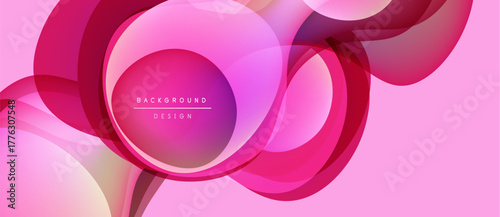 Abstract pink background. Overlapping translucent shapes create dynamic flow, modern design. Soft gradients, elegant composition.