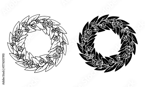 Memorial Wreath Icons. Floral tributes placed on graves Vector