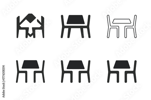 Collaborative Logo Variations. Collaborations in art and business. Set Logo of Collaborations in art and business: Studio co-working table. Icon set.