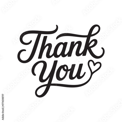 Thank You  Typography with Heart Design Vector