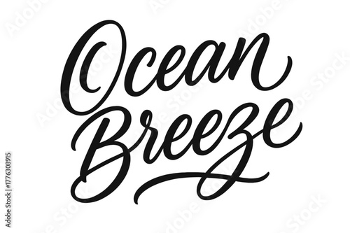 Ocean Breeze Script. Ocean Breeze ? Script Hand-Lettering: flowing brush script with airy loops and smooth